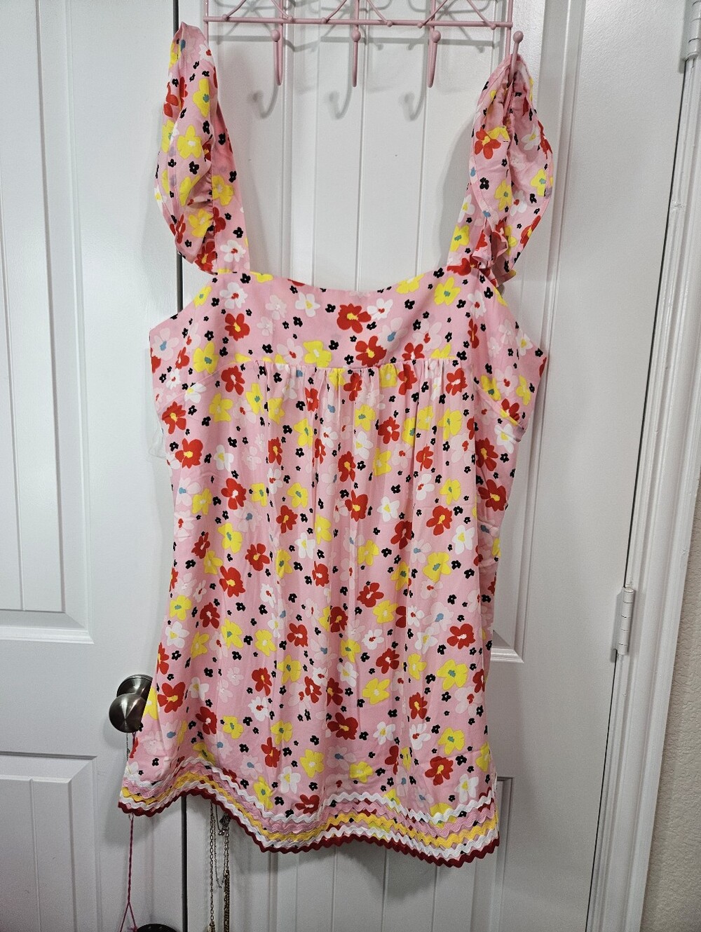 Pink Floral Ruffle Shoulder Sundress - Picture 5 of 14